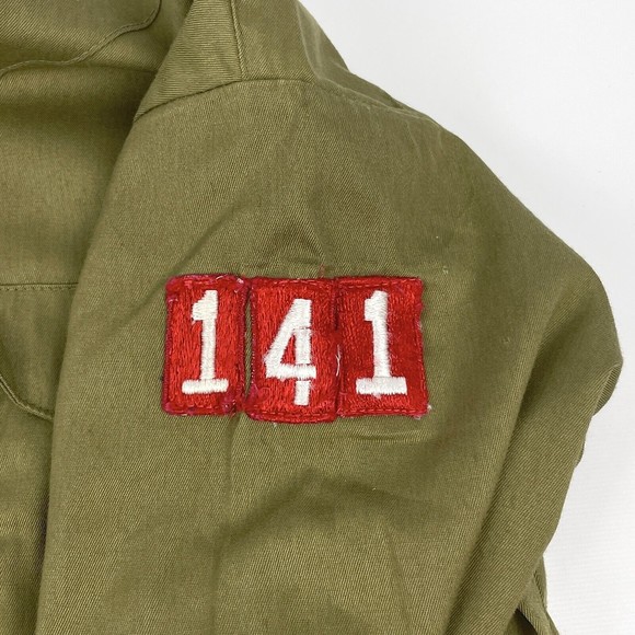 Vintage Olive Green BSA Boy Scout Uniform Shirt Long Sleeve 12 Neck Tenderfoot - Picture 9 of 16